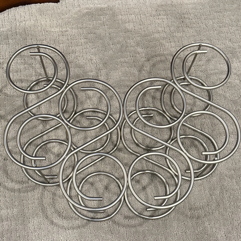 Crate&Barrel Elegant Satin Nickel Metal Wine Rack
